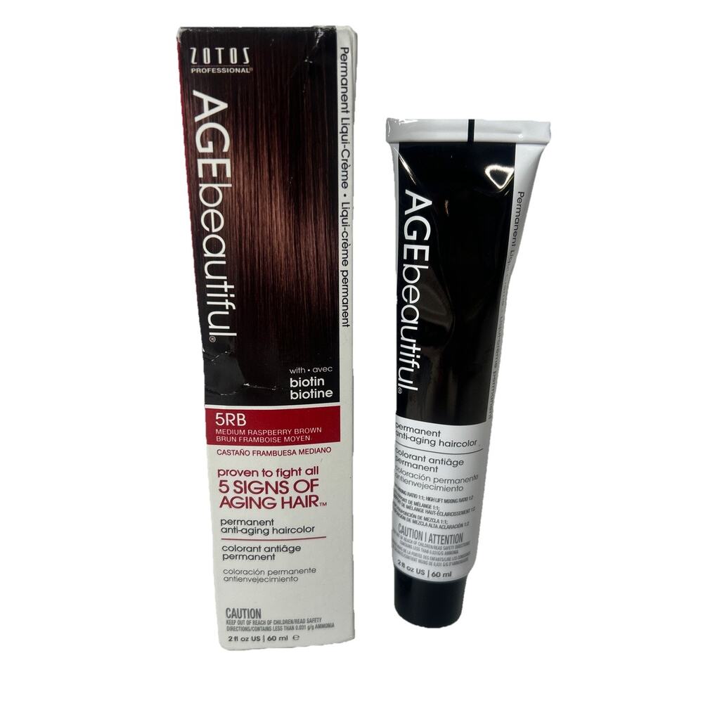 AGE beautiful Permanent Hair Color Dye 2 Fl Oz 5RB Medium Raspberry Brown